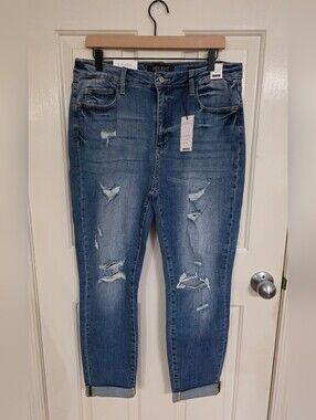 Judy Blue Distressed High Rise Boyfriend Jeans Size 15 / 32  NWT